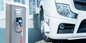 white fleet at charging station